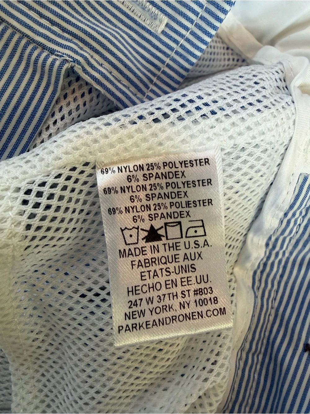 Parke & Ronen Men’s Blue White Stripe Swim Trunks Size 28 USA Made